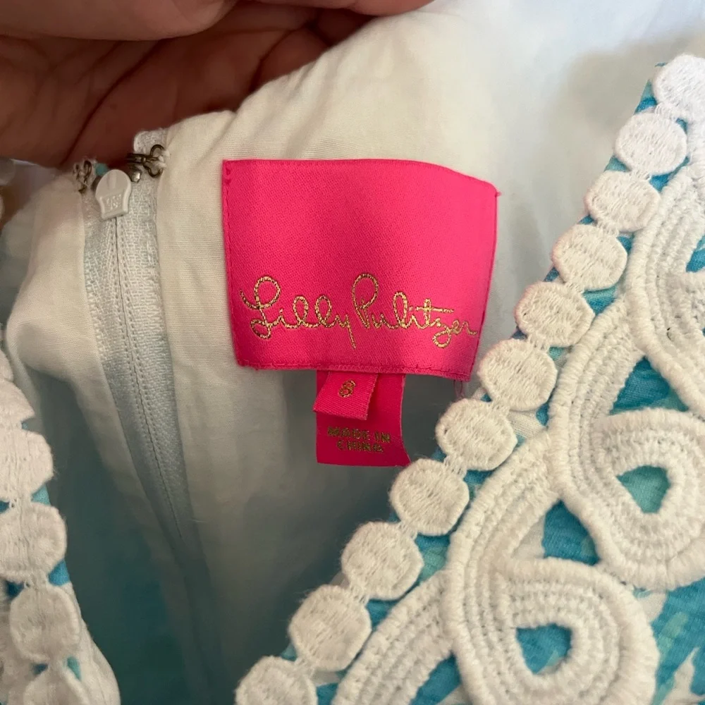 Lily Pulitzer Turquoise and White Patterned Mini Dress - Picture 10 of 10